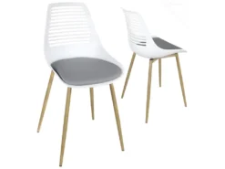 Lot De 2 Chaises De Cuisine Retro (Blanc Gris) GEOS