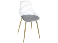 Lot De 2 Chaises De Cuisine Retro (Blanc Gris) GEOS -Meubles Soldes Magasin chaise 9524995