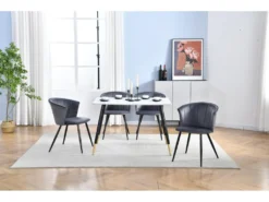 Lot De 2 Chaises De Salle à Manger, Fauteuil Scandinave, Assise Et Dossier Rembourrée En Velours Gris Foncé, Largeur D'assise 45 Cm, Pieds En Métal Noir, Charge 110 Kg, Pour Salon, Chambre à Coucher, Cuisine, Bureau -Meubles Soldes Magasin chaise 9526145