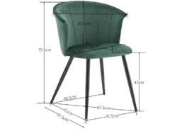 Lot De 2 Chaises De Salle à Manger, Fauteuil Scandinave, Assise Et Dossier Rembourrée En Velours Vert, Largeur D'assise 45 Cm, Pieds En Métal Noir, Charge 110 Kg, Pour Salon, Chambre à Coucher, Cuisine, Bureau -Meubles Soldes Magasin chaise 9531569