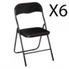 Lot De 6 Chaises Pliantes En Métal Coloris Noir - Longueur 44 X Profondeur 48 X Hauteur 79 Cm