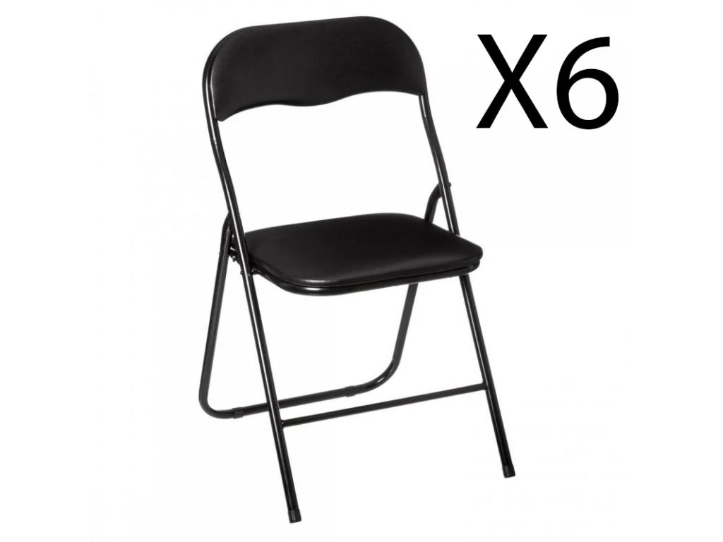 Lot De 6 Chaises Pliantes En Métal Coloris Noir - Longueur 44 X Profondeur 48 X Hauteur 79 Cm 1 Lot De 6 Chaises Pliantes En Métal Coloris Noir - Longueur 44 X Profondeur 48 X Hauteur 79 Cm