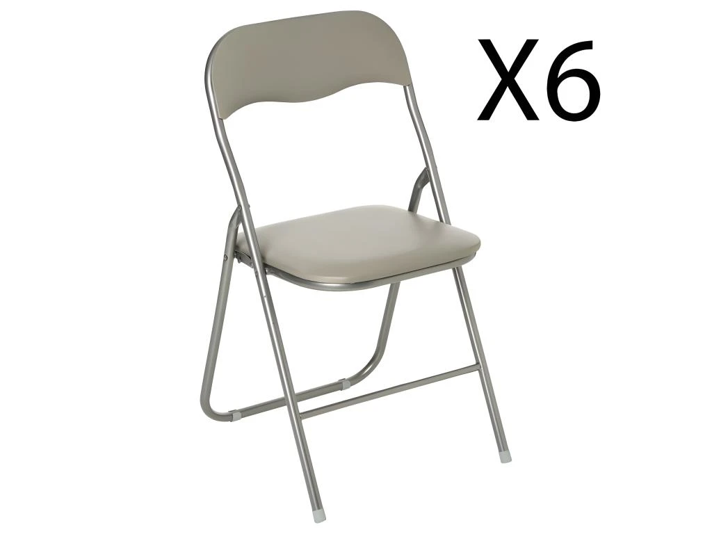 Lot De 6 Chaises Pliantes En Métal Coloris Taupe - Longueur 44 X Profondeur 48 X Hauteur 79 Cm 1 Lot De 6 Chaises Pliantes En Métal Coloris Taupe - Longueur 44 X Profondeur 48 X Hauteur 79 Cm