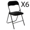 Lot De 6 Chaises Pliantes En Velours Et Métal Coloris Noir - Longueur 44 X Profondeur 48 X Hauteur 79 Cm