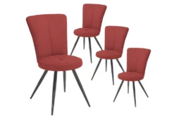 PARIL - Lot De 4 Chaises Matelassées Rouges