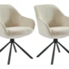 Lot De 2 Chaises Avec Accoudoirs En Tissu Et Métal - Beige - MADIALI De Pascal MORABITO