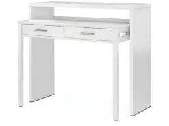 Bureau Console Extensible Coloris Blanc Artik - 87 X 98 X 36 Cm