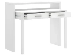 Console Extensible Bureau coloris blanc Brillant - Longueur 99 X Profondeur 36 X Hauteur 88 Cm