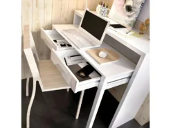 Console Extensible Bureau coloris blanc Brillant - Longueur 99 X Profondeur 36 X Hauteur 88 Cm -Meubles Soldes Magasin console 10148821