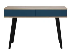 Console Chêne Blanchi Massif Et Laqué, 2 Tiroirs - 120L X 42P