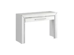 Bureau Console Design Collection DOHA Coloris Blanc Finitions Argentées