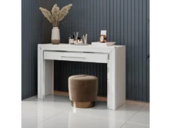 Bureau Console Design Collection DOHA Coloris Blanc Finitions Argentées -Meubles Soldes Magasin console 13171519