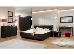 Bureau Console Design Collection DOHA Coloris Noir Mat Et Finitions Dorées -Meubles Soldes Magasin console 13232609