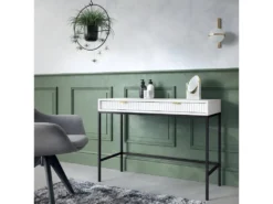 Bureau Console 2 Tiroirs Rava Blanc -Meubles Soldes Magasin console 18321343