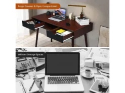 Bureau D'ordinateur, Bureau Pc 120 Cm, Avec 2 Tiroirs Et Compartiment De Rangement Ouvert -Meubles Soldes Magasin console 19406809