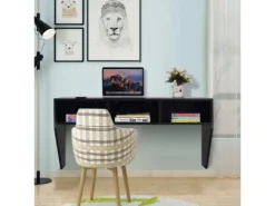 Bureau Murale Avec 3 Etagéres De Rangement 108 X 53 X 52 Cm Table Pour, étude, Cuisine, Bar -Meubles Soldes Magasin console 19406817