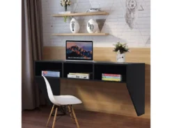 Bureau Murale Avec 3 Etagéres De Rangement 108 X 53 X 52 Cm Table Pour, étude, Cuisine, Bar -Meubles Soldes Magasin console 19406819
