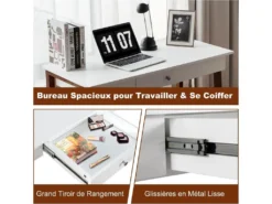 Bureau Informatique 103 X 50 X 76,5cm Table En Bois Avec Grand Plan De Travail -Meubles Soldes Magasin console 19406885