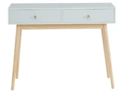 Console PETRA Laqué Blanc Mat 2 Tiroirs 100cm