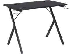 Mana Table De Gamer Avec Support Pour Casque, Porte-boisson, Noir.