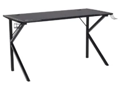 Nimaj Table De Gamer Avec LED, Porte-casque, Porte-gobel, Noir.