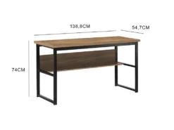 Bureau Dmusell, Bureau Linéaire, Bureau Polyvalent, Bureau Fixe Peu Encombrant, 55x139h74 Cm, Noir Et Chêne -Meubles Soldes Magasin console 22485633