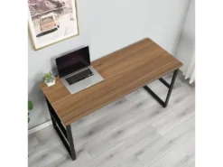 Bureau Dmusell, Bureau Linéaire, Bureau Polyvalent, Bureau Fixe Peu Encombrant, 55x139h74 Cm, Noir Et Chêne -Meubles Soldes Magasin console 22485635