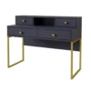 Bureau Console Avec 4 Tiroirs Collection DOUGLAS Coloris Bleu Et Doré