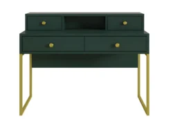 Bureau Console Avec 4 Tiroirs Collection DOUGLAS Coloris Vert Et Doré -Meubles Soldes Magasin console 9182771