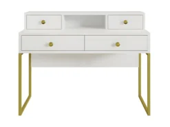 Bureau Console Avec 4 Tiroirs Collection DOUGLAS Coloris Blanc Et Doré 7 Bureau Console Avec 4 Tiroirs Collection DOUGLAS Coloris Blanc Et Doré -Meubles Soldes Magasin console 9182779