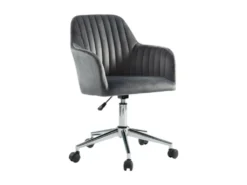 Chaise De Bureau - Velours - Gris - Hauteur Réglable - ELEANA 7 Chaise De Bureau - Velours - Gris - Hauteur Réglable - ELEANA -Meubles Soldes Magasin fauteuil de bureau 345327