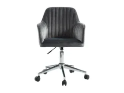 Chaise De Bureau - Velours - Gris - Hauteur Réglable - ELEANA 8 Chaise De Bureau - Velours - Gris - Hauteur Réglable - ELEANA -Meubles Soldes Magasin fauteuil de bureau 345333