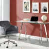 Chaise De Bureau - Velours - Gris - Hauteur Réglable - ELEANA