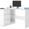 KIAN B | Bureau D'angle & Rangements + 3 Tiroirs | 112x87x76 Cm | Table D'ordinateur Forme De L | Table De Travail