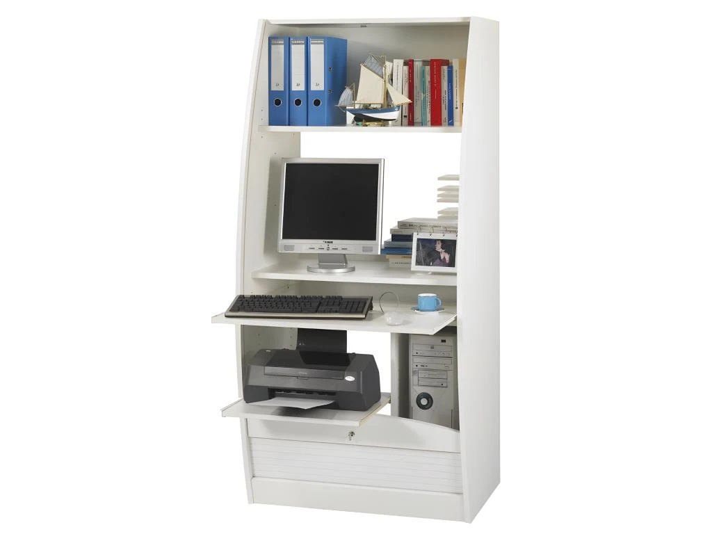 Armoire Informatique Galbée 80 Cm 6 Niches - Coloris: Blanc 2 Armoire Informatique Galbée 80 Cm 6 Niches - Coloris: Blanc – Image 2
