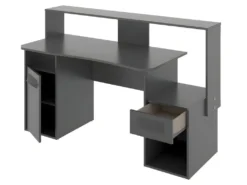 Bureau Gaming Table De Jeu Coloris graphite - Longueur 153,5 x Profondeur 62-68.5 x Hauteur 84.2-97 cm -Meubles Soldes Magasin meuble bureau 10041567