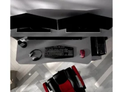 Bureau Gaming Table De Jeu Coloris graphite - Longueur 153,5 x Profondeur 62-68.5 x Hauteur 84.2-97 cm -Meubles Soldes Magasin meuble bureau 10041569