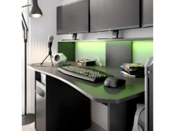 Bureau Gaming Table De Jeu Coloris graphite Avec LED - Longueur 153,5 x Profondeur 62-68.5 x Hauteur 84.2-97 cm -Meubles Soldes Magasin meuble bureau 10041597