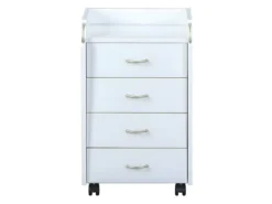 TEO - Caisson 4 Tiroirs Sur Roulettes Coloris Blanc -Meubles Soldes Magasin meuble bureau 10041665