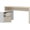 Bureau Angulaire Coloris naturel/blanc Brillant - Longueur 139 X Profondeur 92 X Hauteur 75 Cm