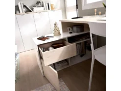 Bureau Angulaire Coloris naturel/blanc Brillant - Longueur 139 X Profondeur 92 X Hauteur 75 Cm -Meubles Soldes Magasin meuble bureau 10045799