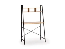 Bureau Blanca Noir, 1 étagère, Style Industriel, 83 Cm Longueur