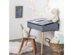 Pupitre D'écolière Simple Pour Enfant Coloris Gris - L.63,5 X L.45,5 X H.62,4 Cm -Meubles Soldes Magasin meuble bureau 10046289