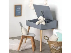 Pupitre D'écolière Simple Pour Enfant Coloris Gris - L.63,5 X L.45,5 X H.62,4 Cm -Meubles Soldes Magasin meuble bureau 10046291