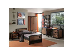 TCHAD - Bureau 3 Tiroirs En Pin Massif Avec Motifs -Meubles Soldes Magasin meuble bureau 10451161