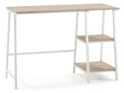 Bureau Lisboa Blanc, Table Pour PC, Style Industriel, 105 Cm Longueur