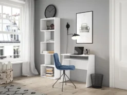 Bureau Nilson 1 Niche Couleur Blanc, 80 Cm Longueur -Meubles Soldes Magasin meuble bureau 10761201
