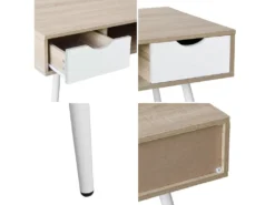 Bureau Scandinave Bois, Tiroirs Blancs BJORN - HAPPY GARDEN -Meubles Soldes Magasin meuble bureau 10779229