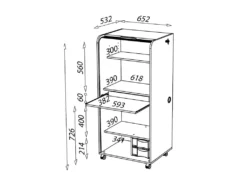 Secrétaire Informatique Chêne à Rideau N°1 - ISERA -Meubles Soldes Magasin meuble bureau 11142435