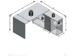 Bureau D'Angle Modulable Avec Caisson, Tiroir Et Étagères De Rangements - Lex -Meubles Soldes Magasin meuble bureau 11452763